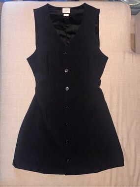Aritzia Wilfred Black Sleeveless Button-Front Mini Dress